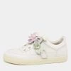 Sophia Webster White Leather Lilico Flower Low Top Sneakers Size 39 For Women
