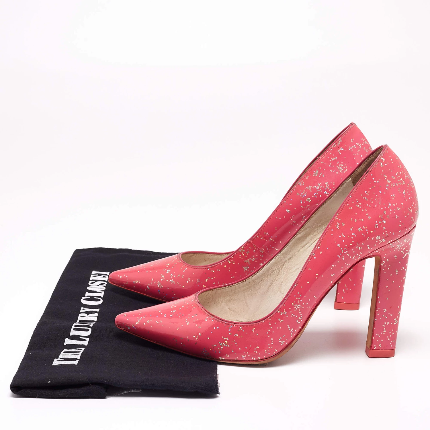 Sophia Webster Pink Patent Glitter Leather Pointed-Toe Pumps Size 39.5 For Women - Image 9