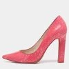 Sophia Webster Pink Patent Glitter Leather Pointed-Toe Pumps Size 39.5 For Women