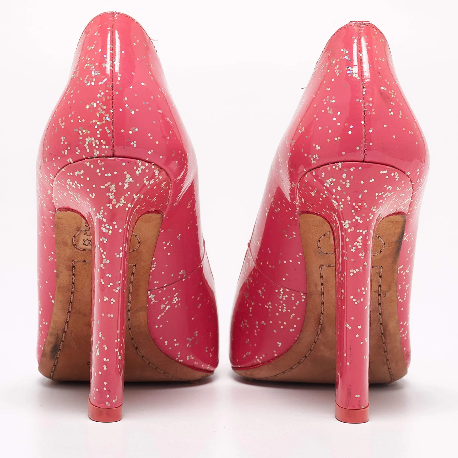 Sophia Webster Pink Patent Glitter Leather Pointed-Toe Pumps Size 39.5 For Women - Image 5