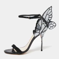 Sophia Webster Black/Silver Leather And Suede Chiara Ankle-Strap Sandals Size 38 For Women