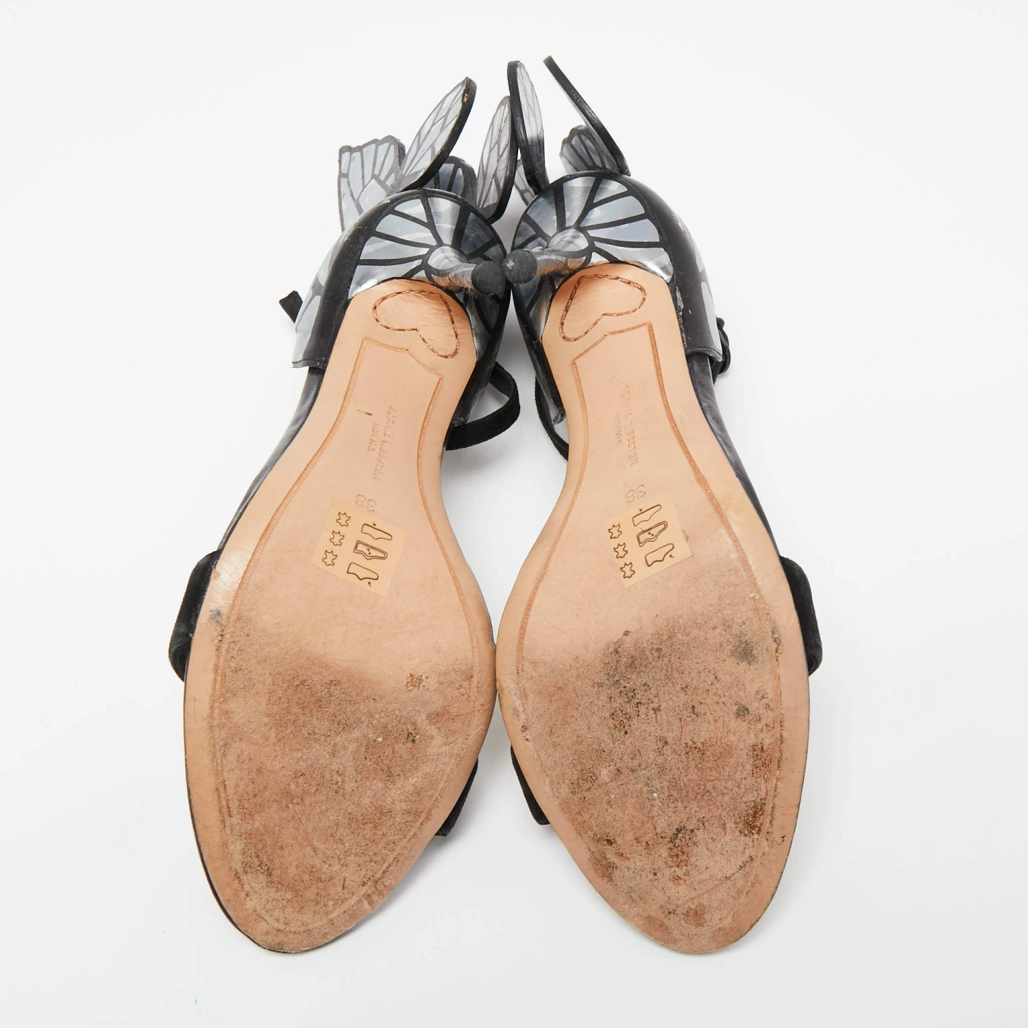 Sophia Webster Black/Silver Leather And Suede Chiara Ankle-Strap Sandals Size 38 For Women - Image 6