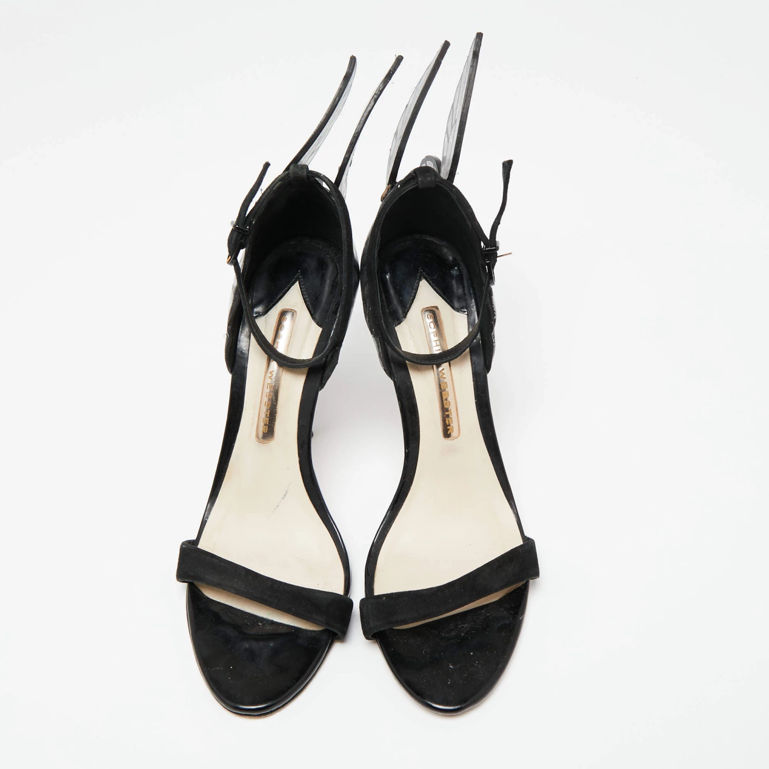 Sophia Webster Black/Silver Leather And Suede Chiara Ankle-Strap Sandals Size 38 For Women - Image 3