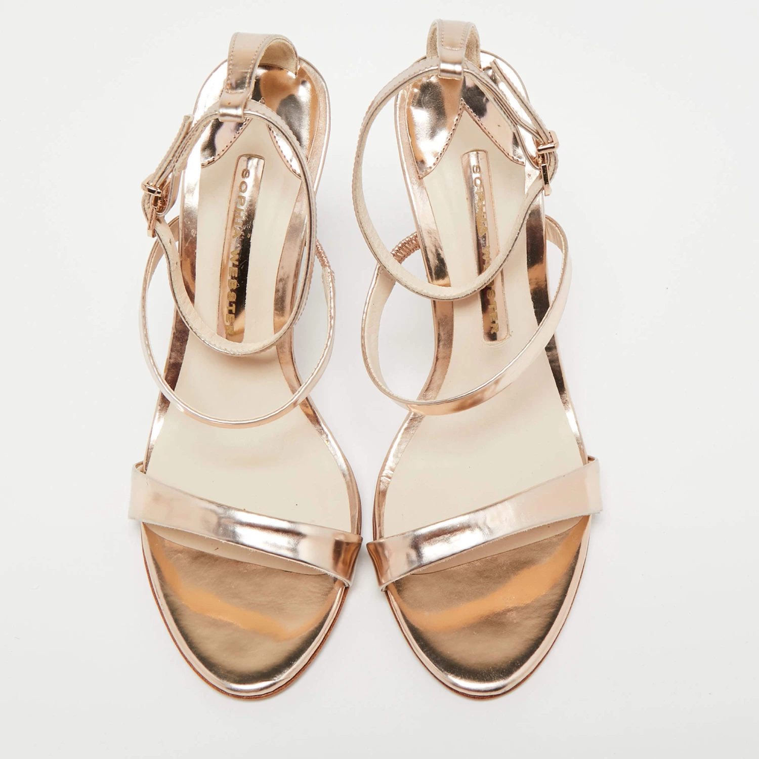 Sophia Webster Rose Gold Leather Rosalind Ankle-Strap Sandals Size 36 For Women - Image 3