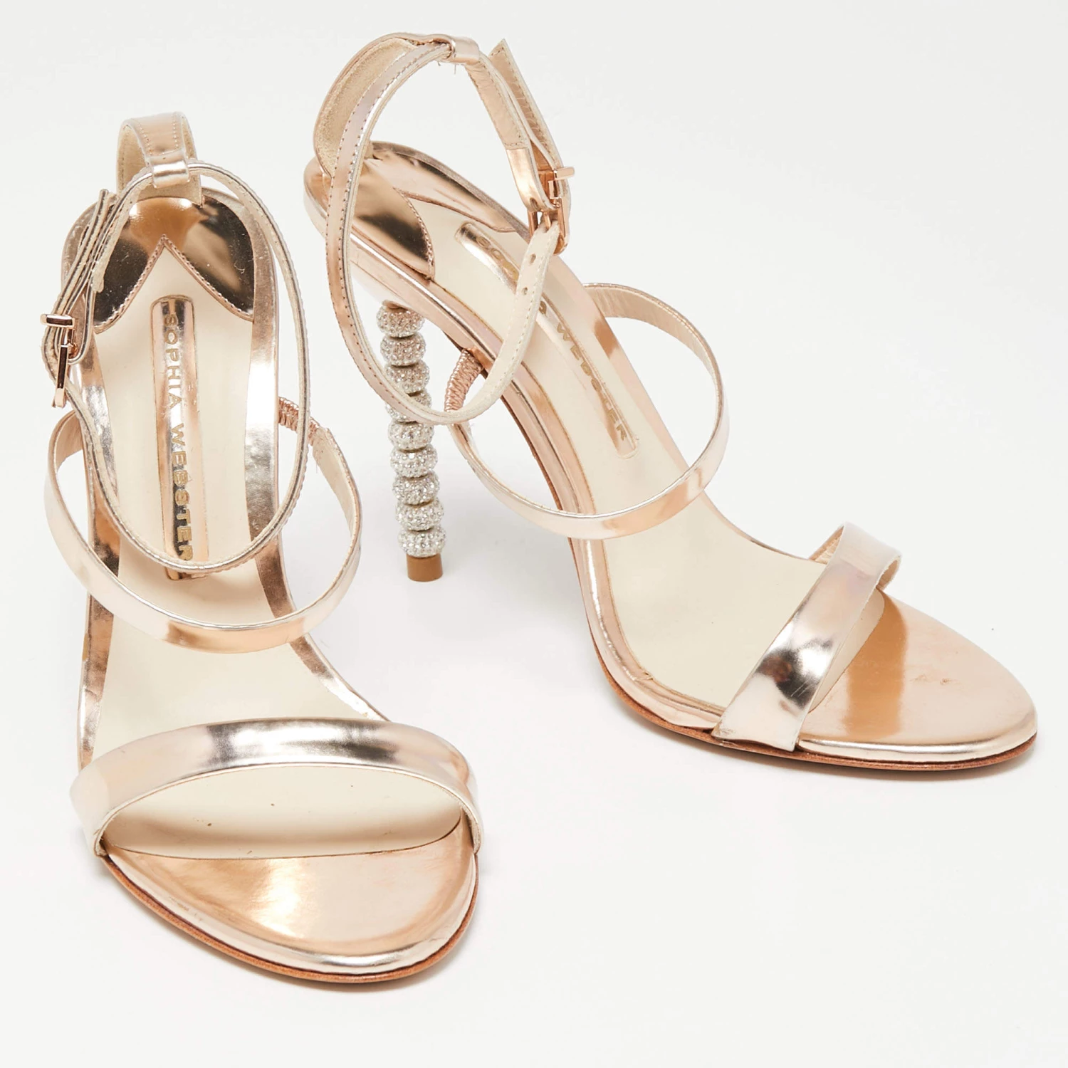 Sophia Webster Rose Gold Leather Rosalind Ankle-Strap Sandals Size 36 For Women - Image 4