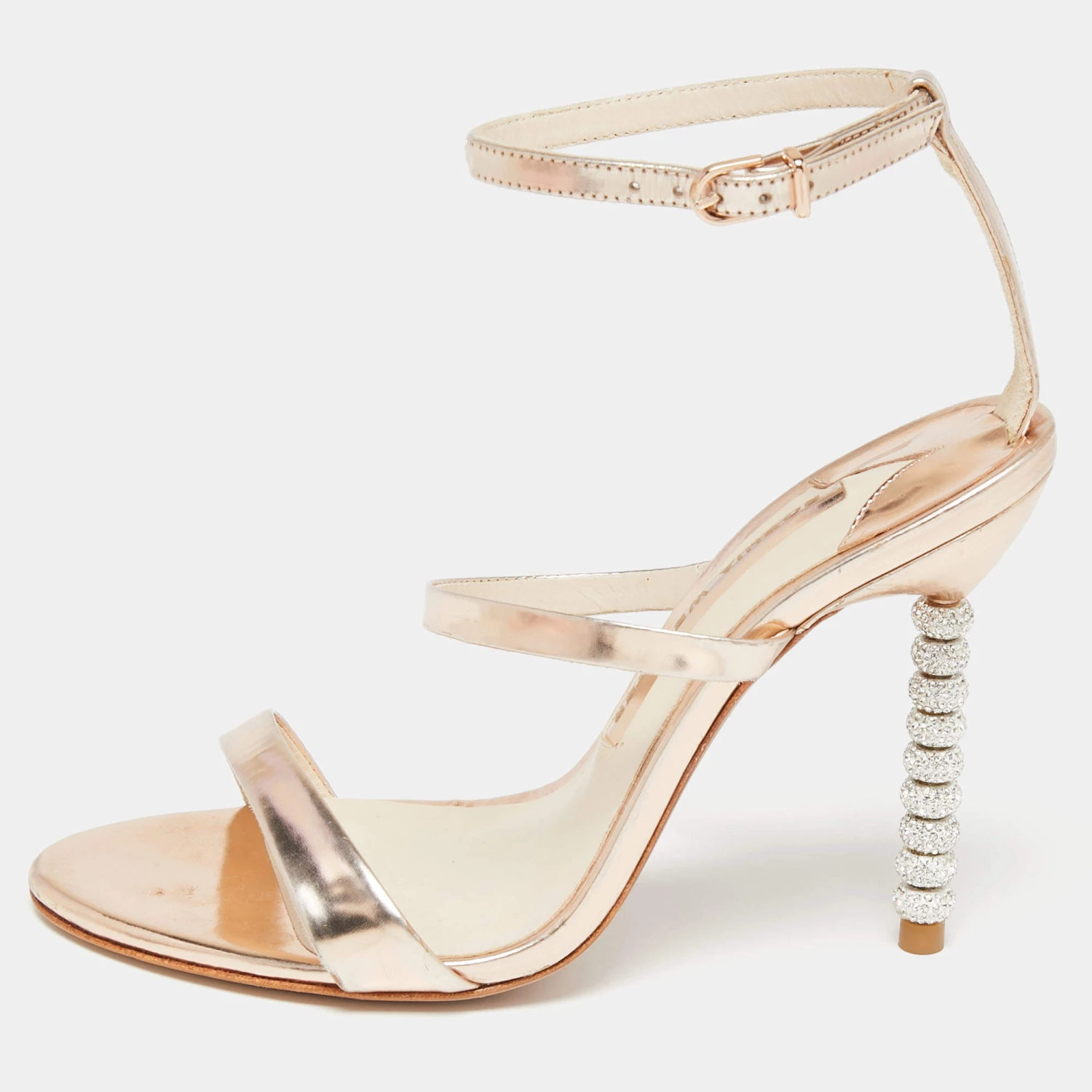 Sophia Webster Rose Gold Leather Rosalind Ankle-Strap Sandals Size 36 For Women