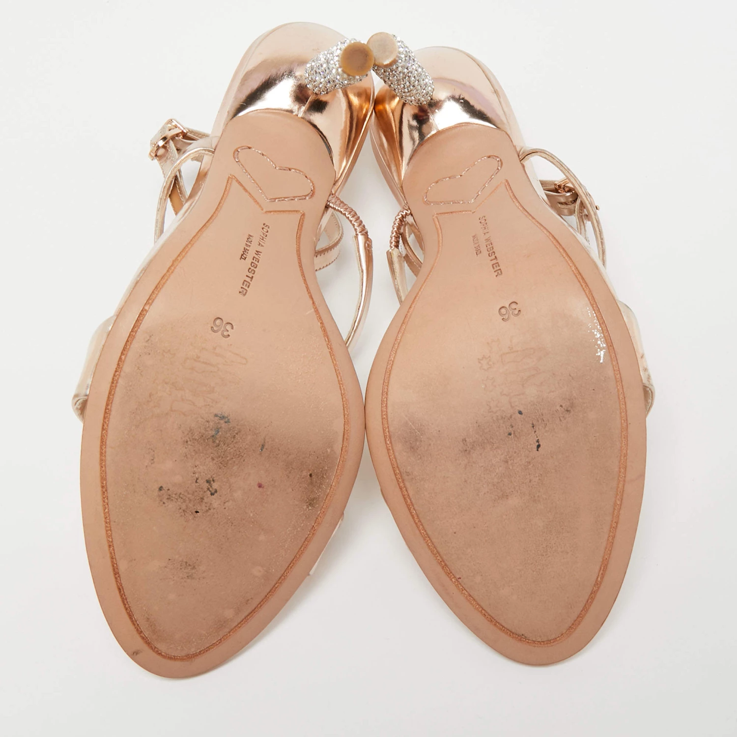 Sophia Webster Rose Gold Leather Rosalind Ankle-Strap Sandals Size 36 For Women - Image 6