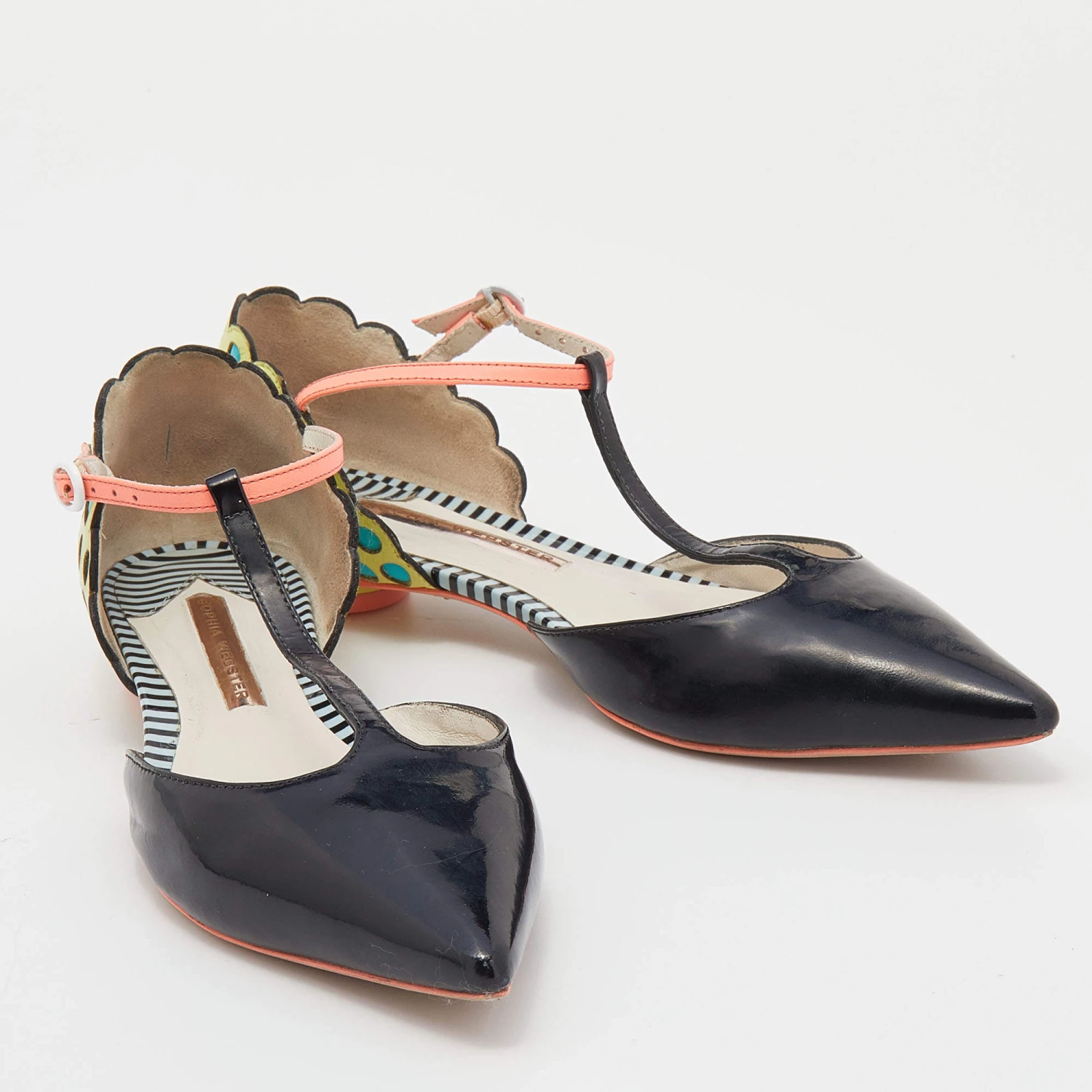 Sophia Webster Multicolor Leather T-Strap Pointed Toe Flat Sandals Size 36.5 For Women - Image 4