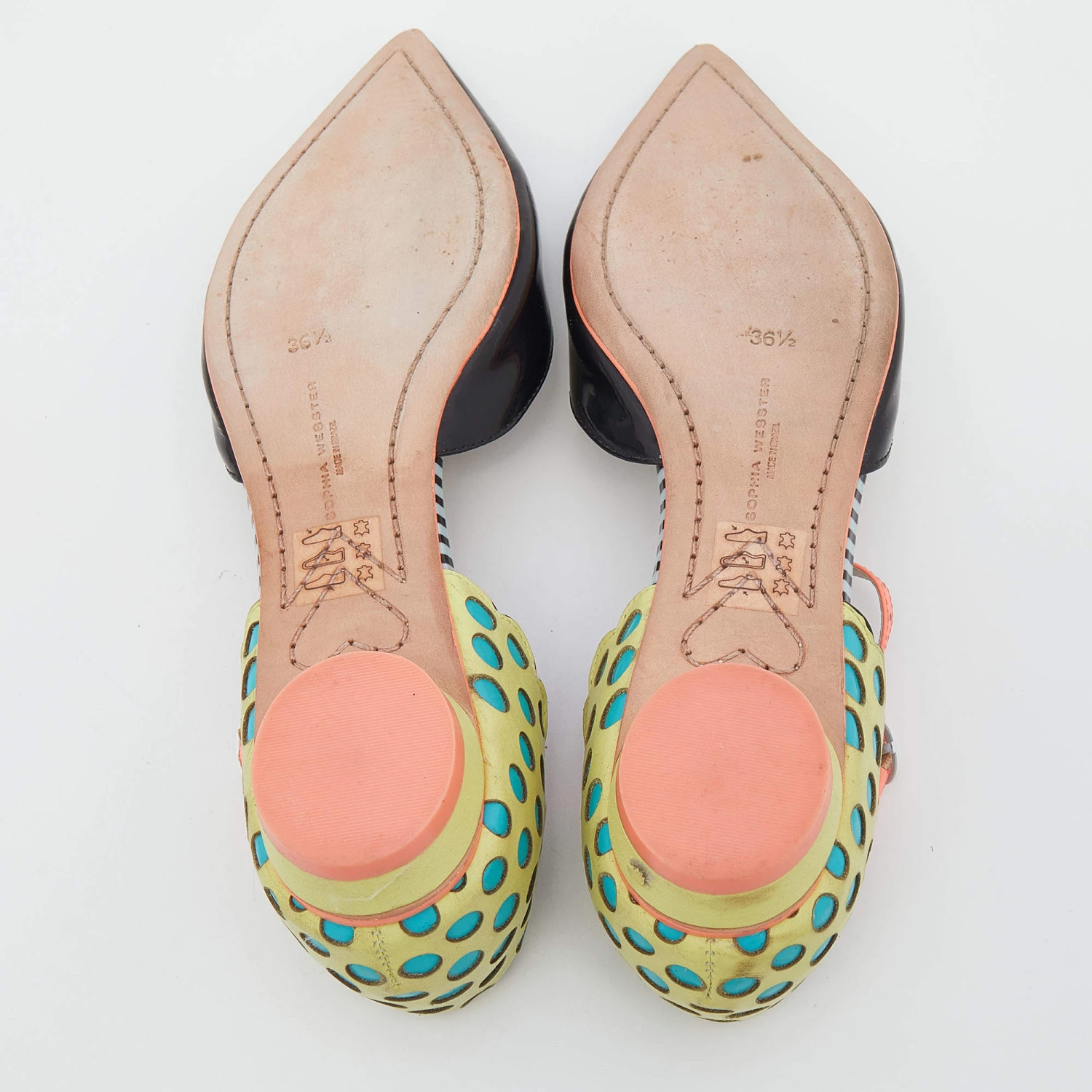 Sophia Webster Multicolor Leather T-Strap Pointed Toe Flat Sandals Size 36.5 For Women - Image 6