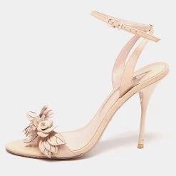 Sophia Webster Beige Leather Lilico Applique Ankle-Strap Sandals Size 41 For Women
