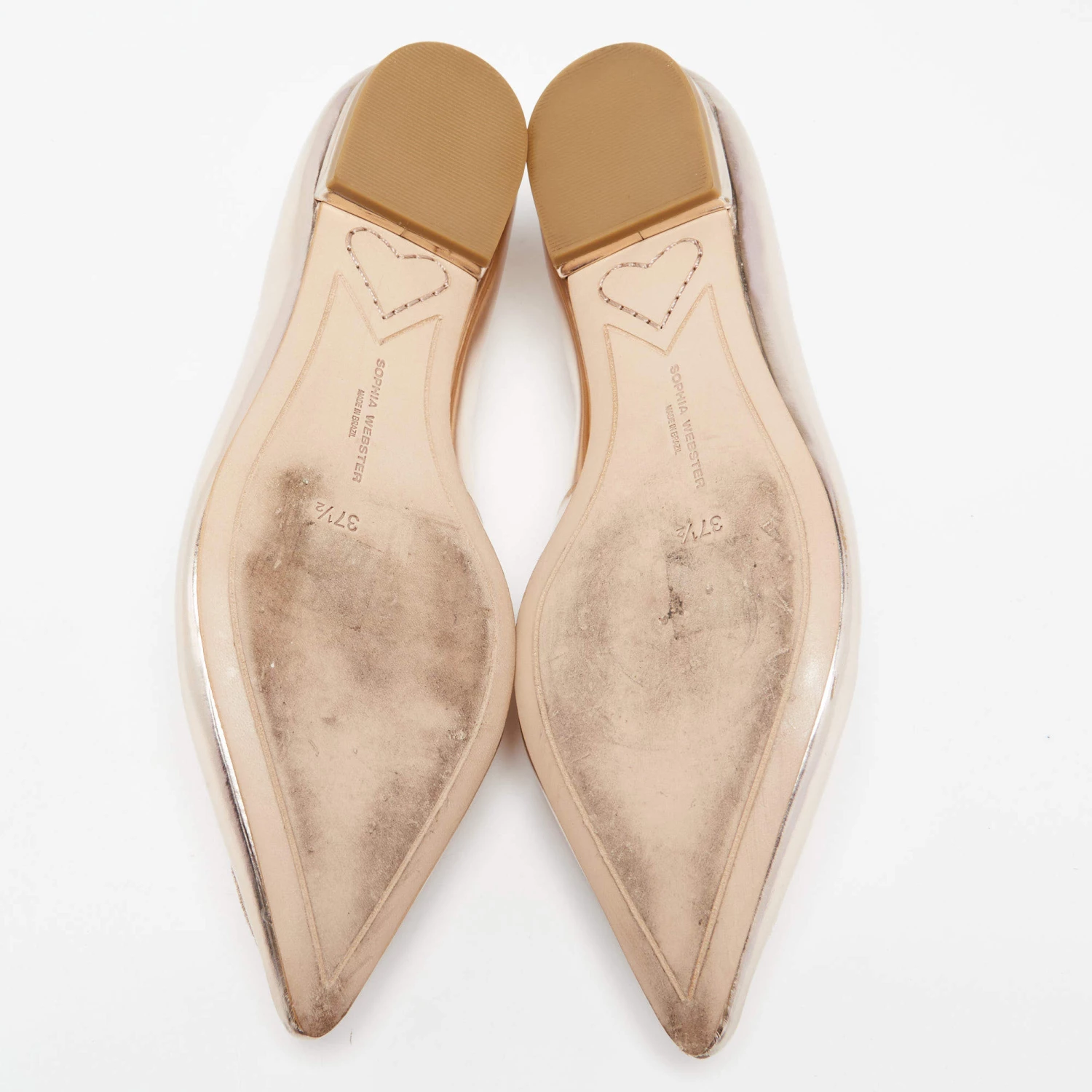 Sophia Webster Metallic Rose Gold Leather Bibi Butterfly Pointed Toe Ballet Flats Size 37.5 For Women - Image 6