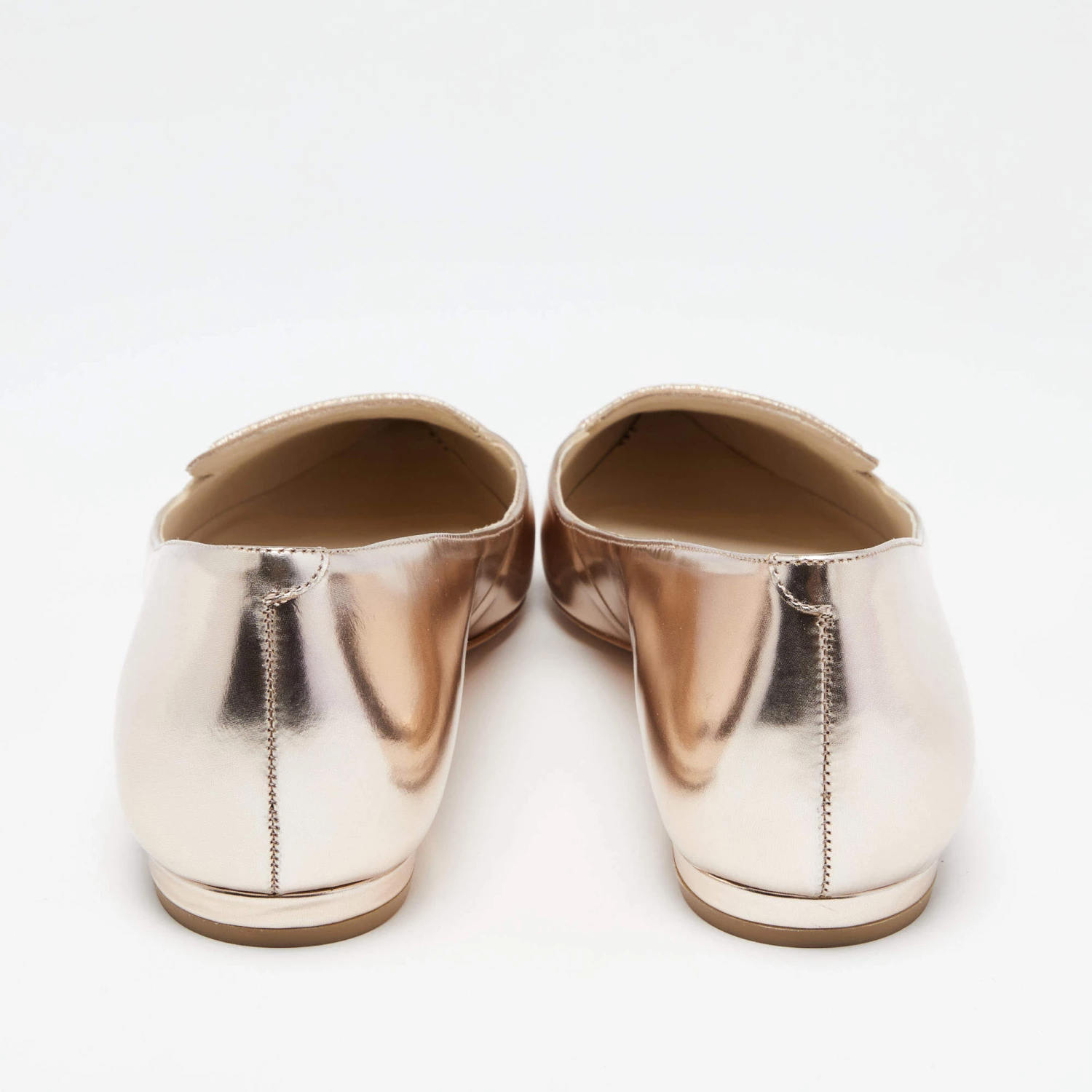 Sophia Webster Metallic Rose Gold Leather Bibi Butterfly Pointed Toe Ballet Flats Size 37.5 For Women - Image 5