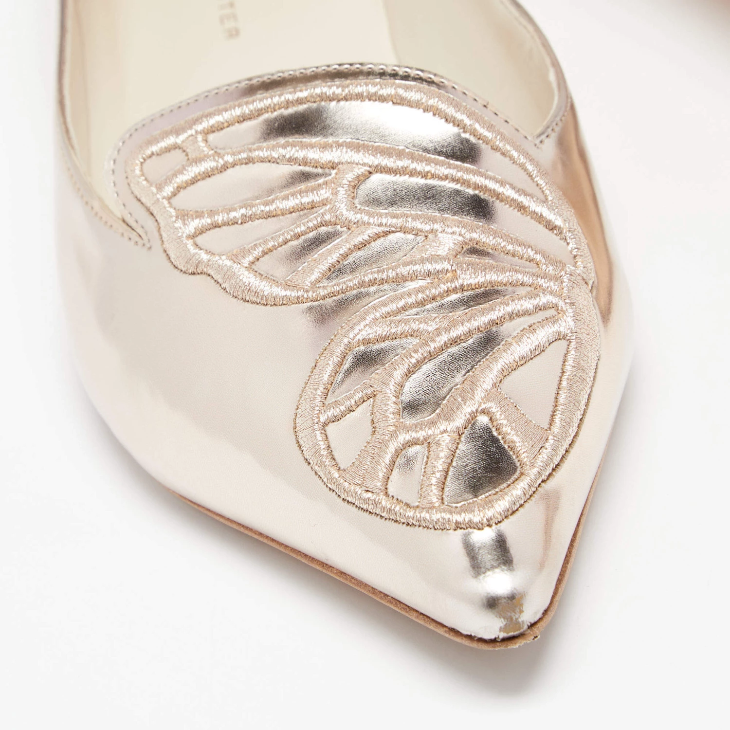 Sophia Webster Metallic Rose Gold Leather Bibi Butterfly Pointed Toe Ballet Flats Size 37.5 For Women - Image 7