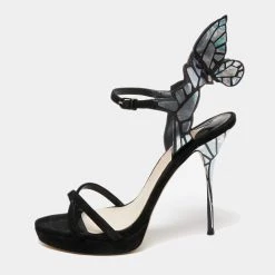 Sophia Webster Black Suede And Leather Evangeline Ankle-Strap Sandals Size 39 For Women