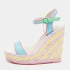 Sophia Webster Multicolor Leather Lucita Raffia Wedges Sandals Size 40 For Women