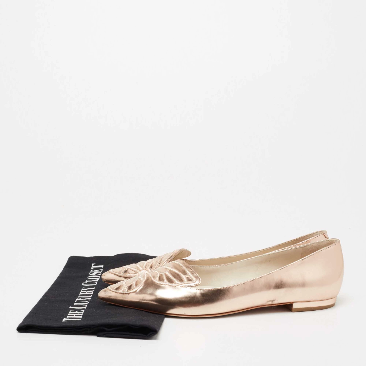 Sophia Webster Rose Gold Leather Bibi Ballet Flats Size 38.5 For Women - Image 9