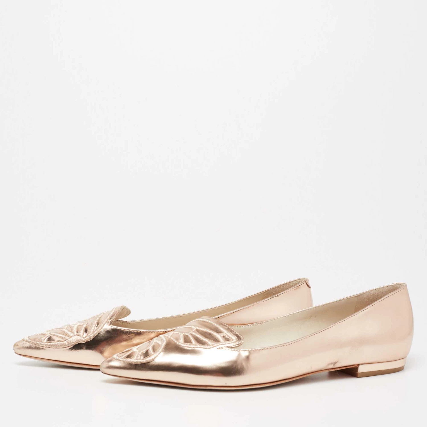 Sophia Webster Rose Gold Leather Bibi Ballet Flats Size 38.5 For Women - Image 2