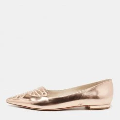 Sophia Webster Rose Gold Leather Bibi Ballet Flats Size 38.5 For Women