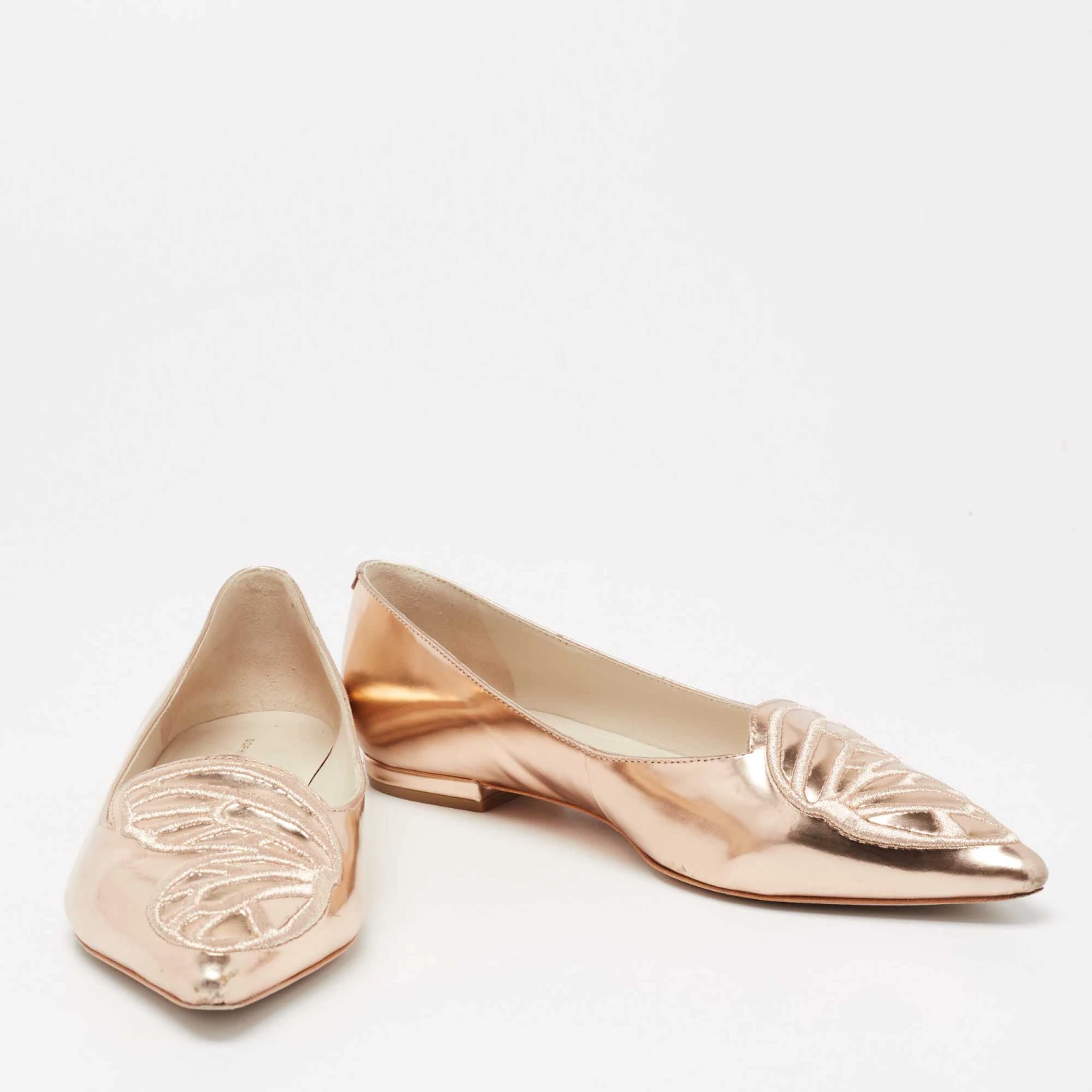 Sophia Webster Rose Gold Leather Bibi Ballet Flats Size 38.5 For Women - Image 4