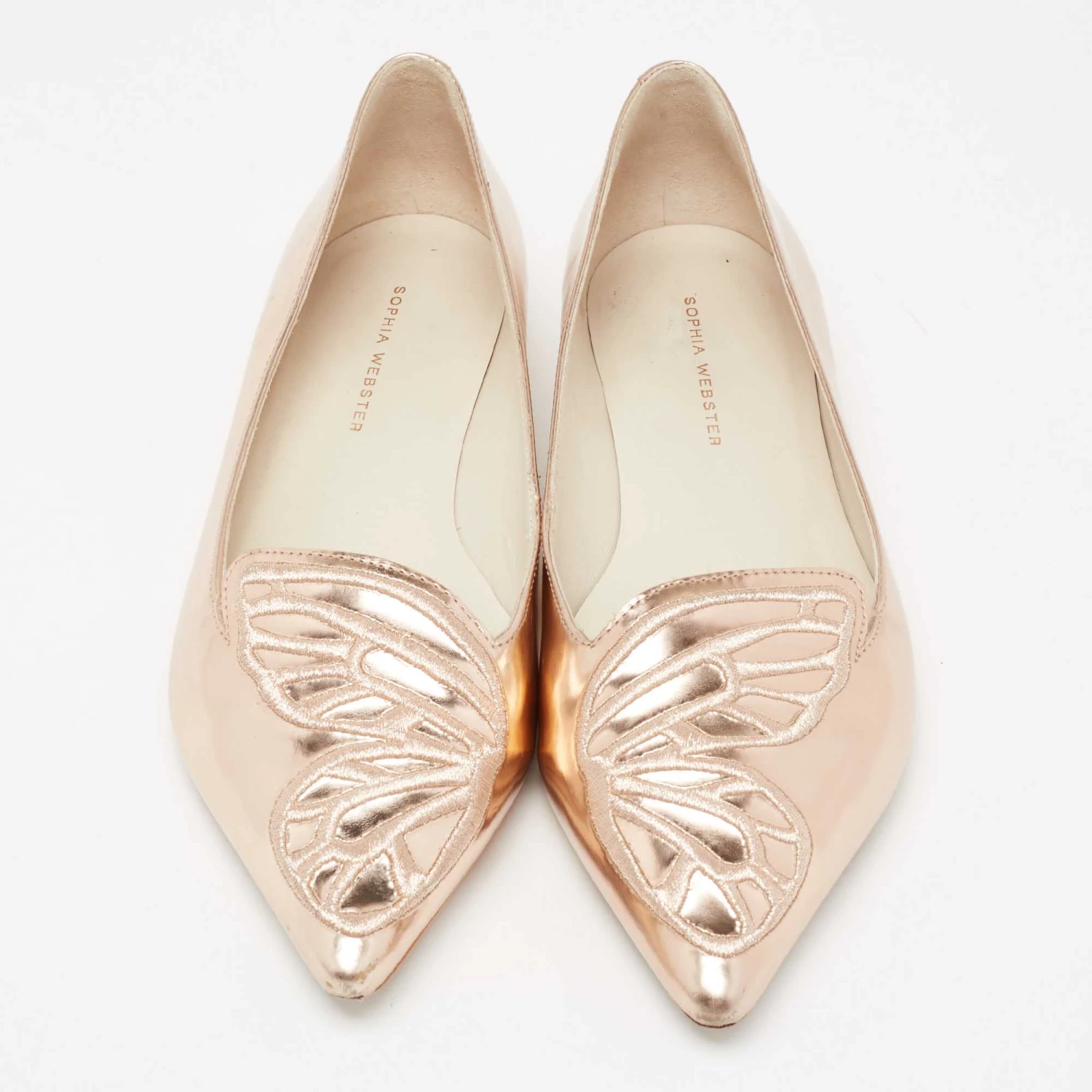 Sophia Webster Rose Gold Leather Bibi Ballet Flats Size 38.5 For Women - Image 3