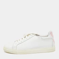Sophia Webster White Leather Butterfly Low Top Sneakers Size 39.5 For Women