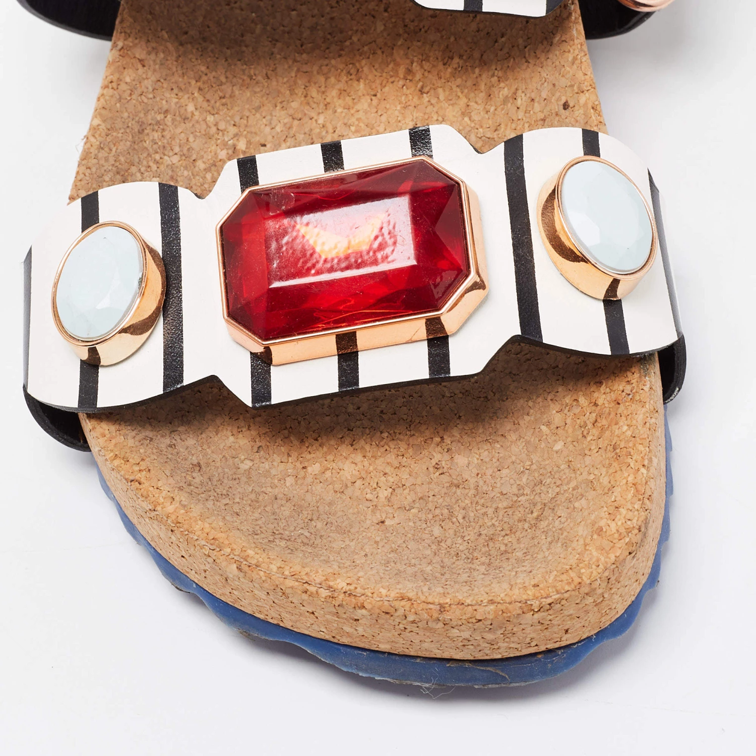 Sophia Webster Black/White Leather Becky Gem Nautical Sandals Size 36 For Women - Image 7