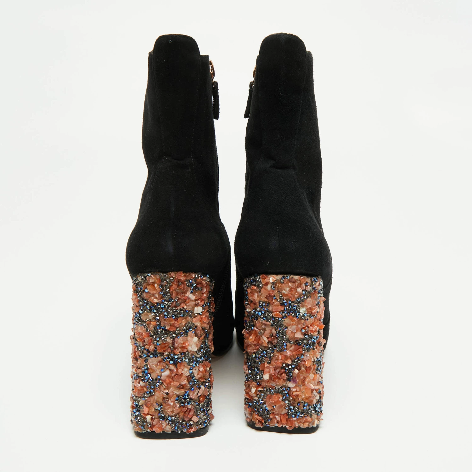 Sophia Webster Black Suede Felicity Crystal Embellished Heel Ankle Boots Size 41.5 For Women - Image 5