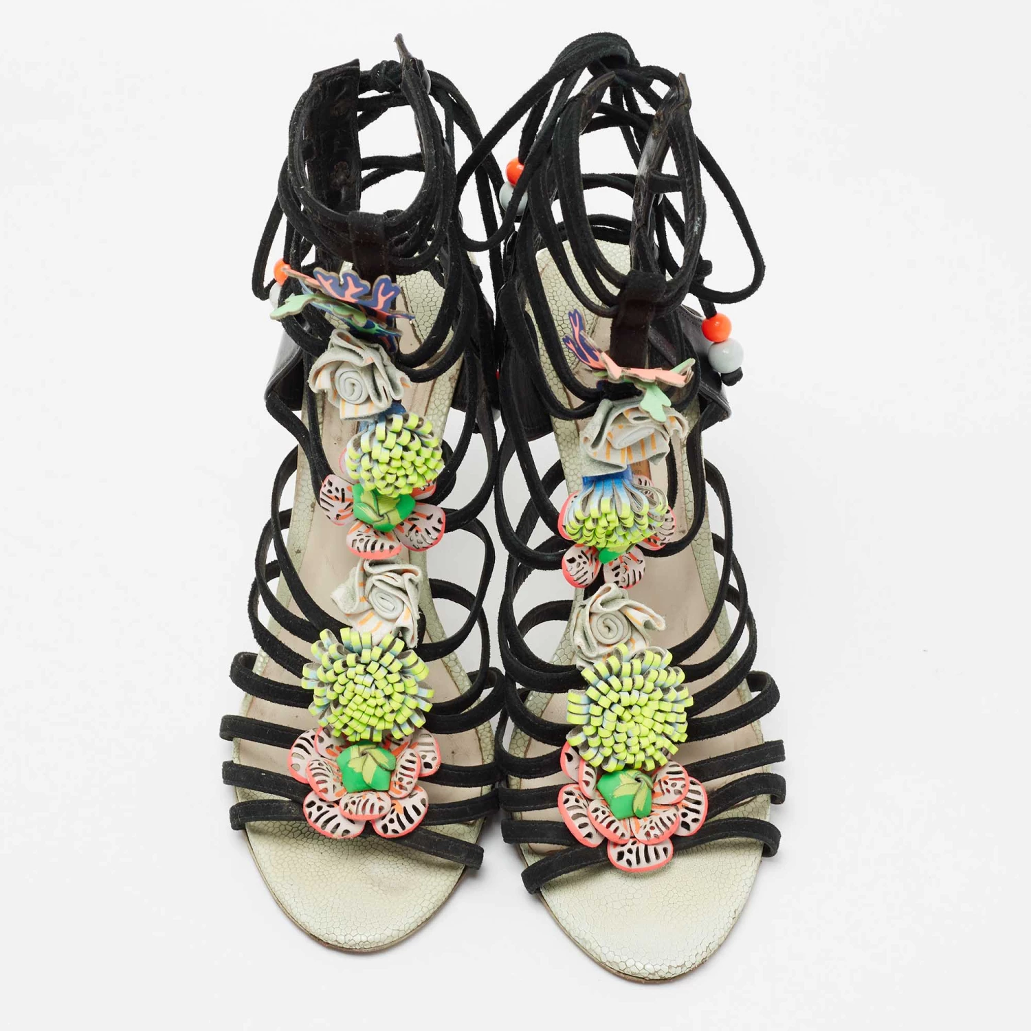 Sophia Webster Multicolor Suede And Leather Lilico Underwater Ankle Wrap Sandals Size 42 For Women - Image 3