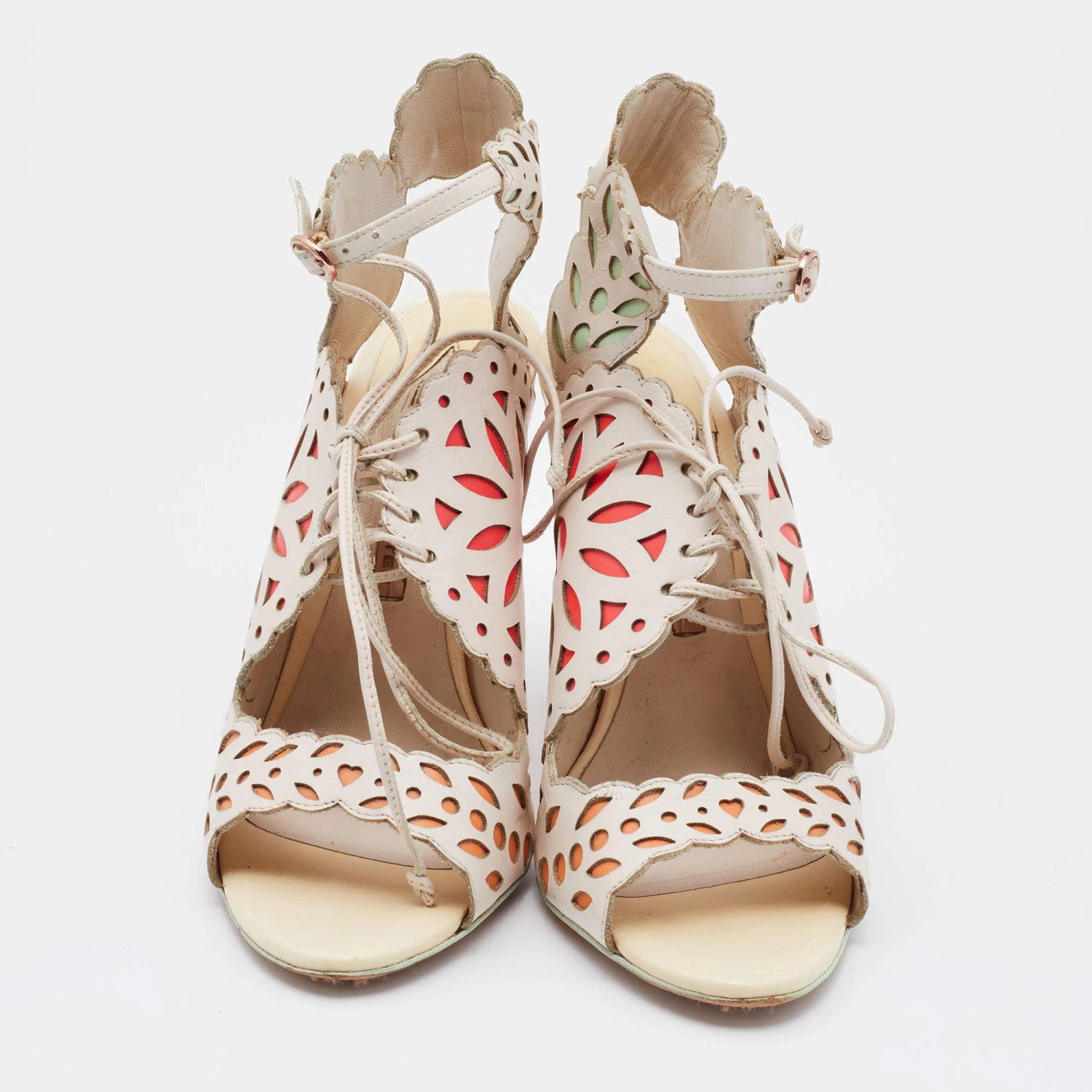 Sophia Webster Multicolor Laser Cutout Leather Strappy Sandals Size 37.5 For Women - Image 3