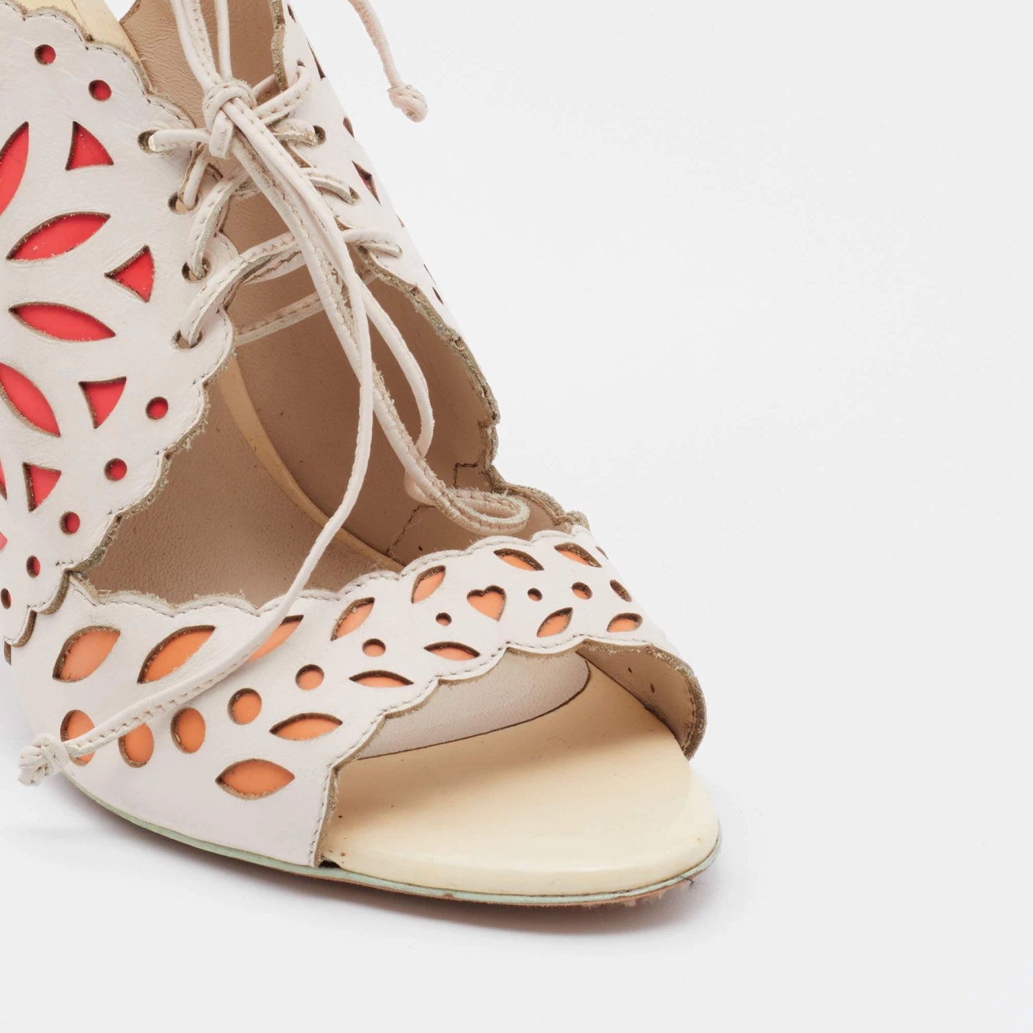 Sophia Webster Multicolor Laser Cutout Leather Strappy Sandals Size 37.5 For Women - Image 7