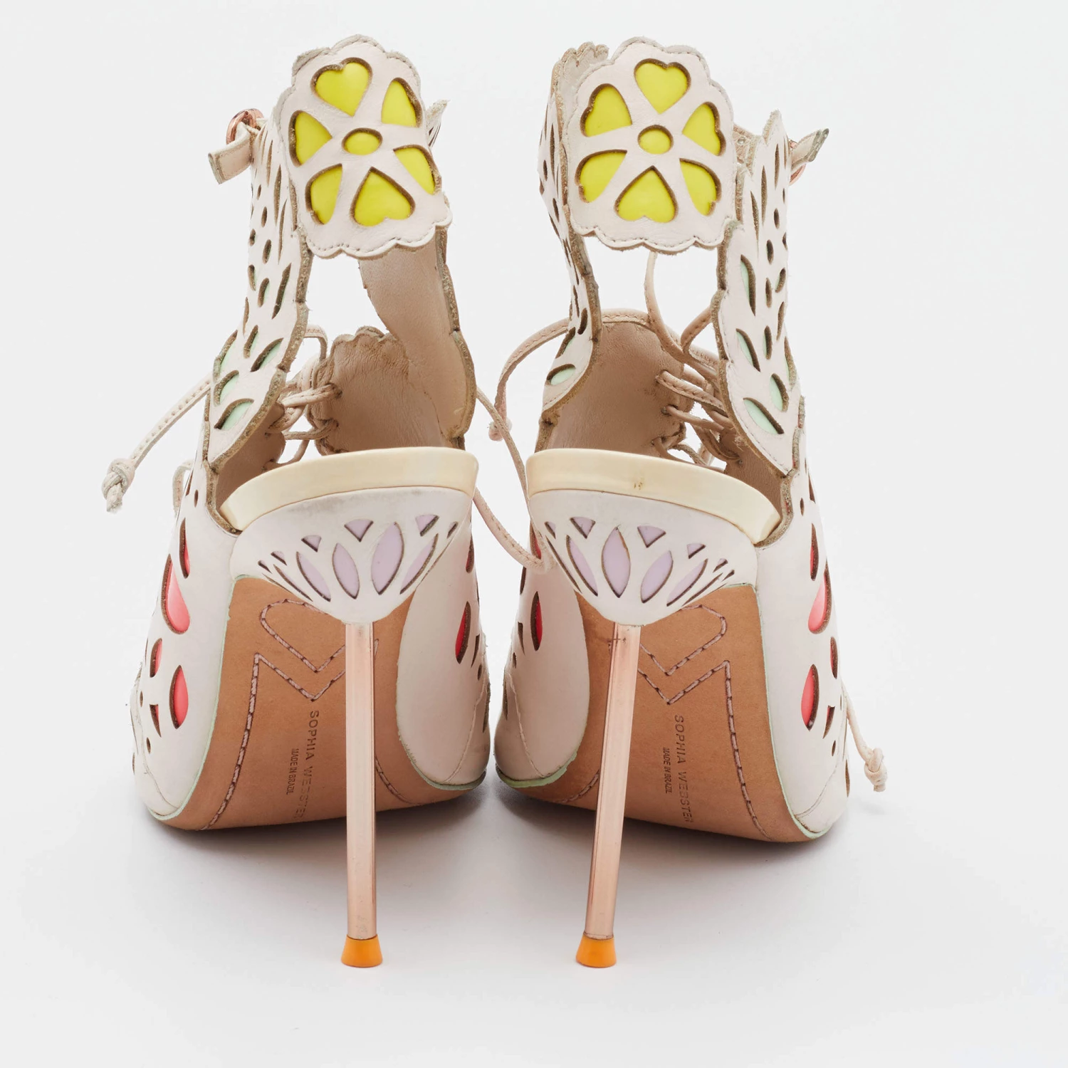 Sophia Webster Multicolor Laser Cutout Leather Strappy Sandals Size 37.5 For Women - Image 5