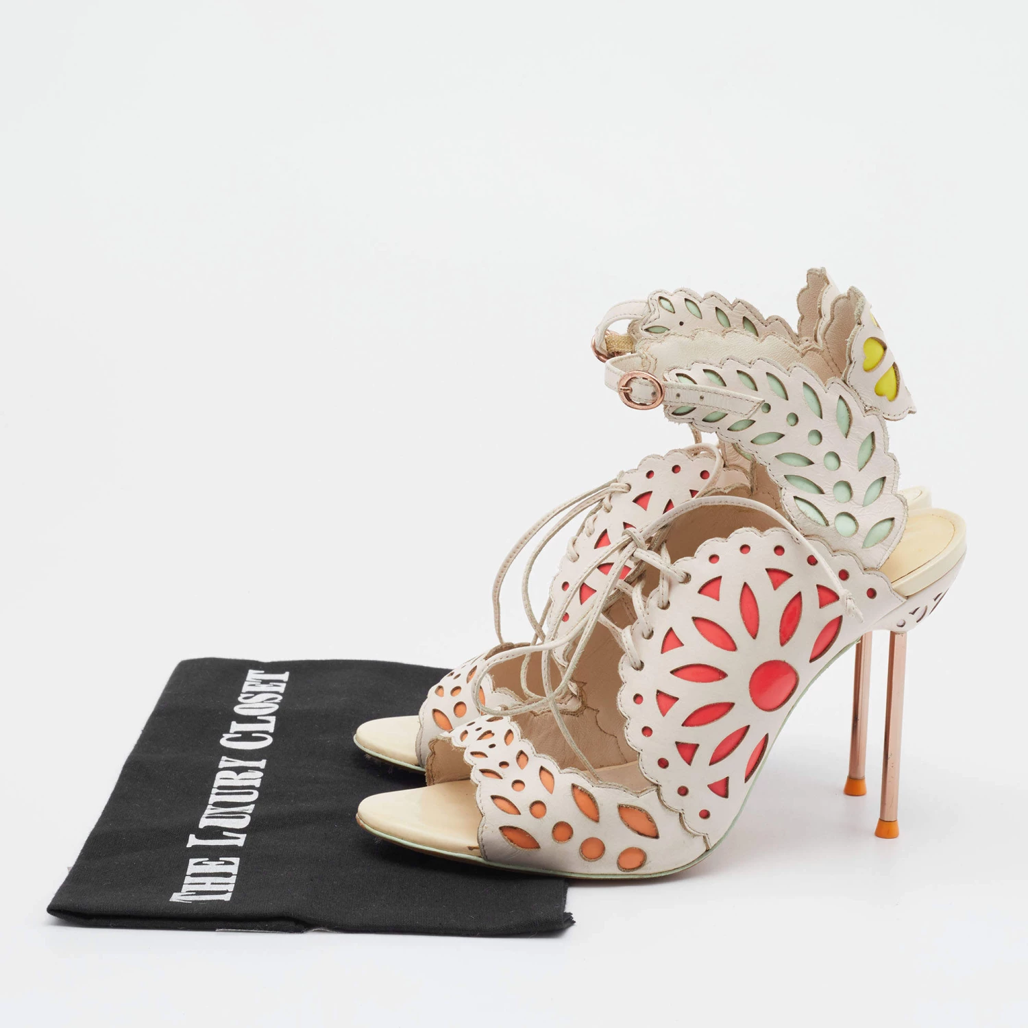 Sophia Webster Multicolor Laser Cutout Leather Strappy Sandals Size 37.5 For Women - Image 8