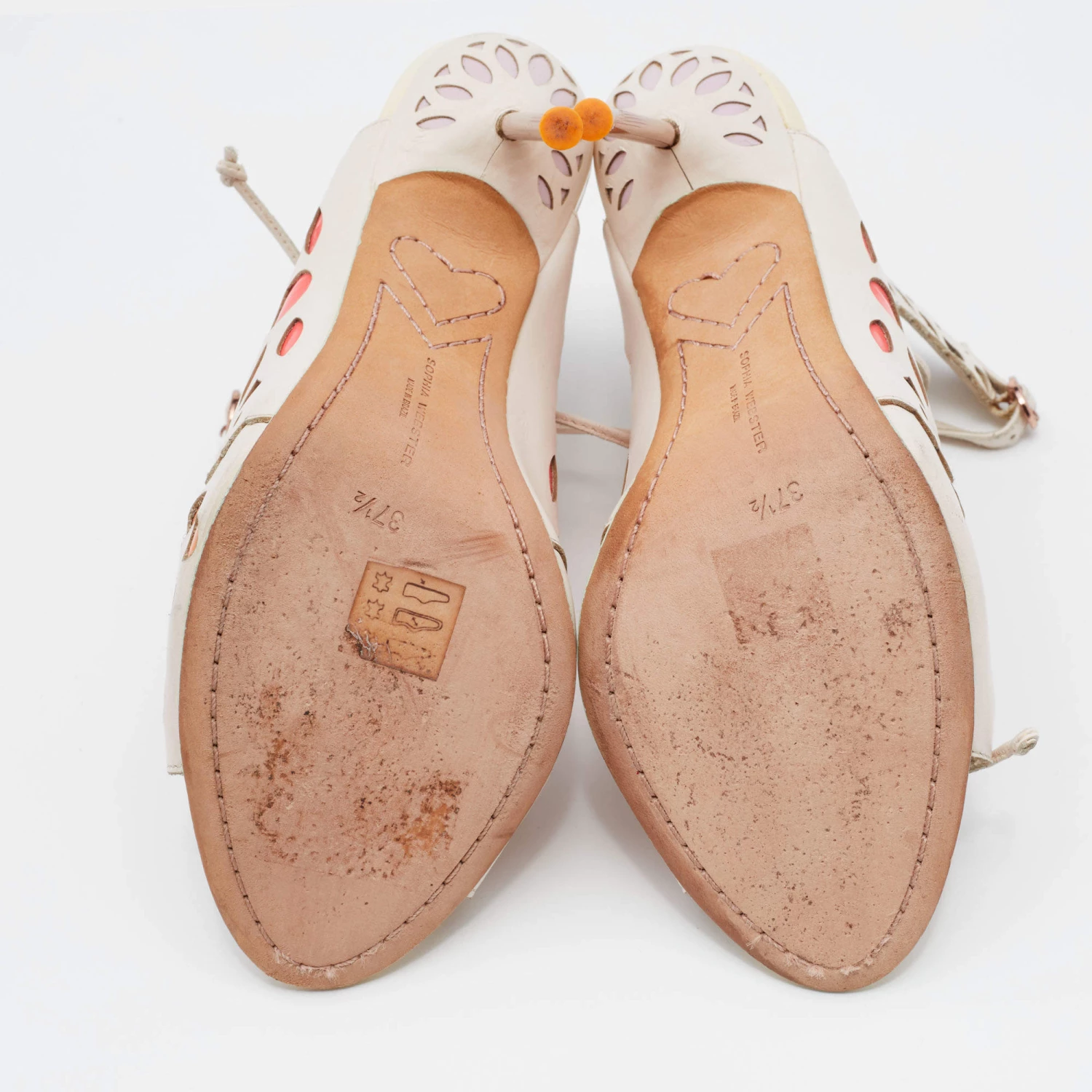 Sophia Webster Multicolor Laser Cutout Leather Strappy Sandals Size 37.5 For Women - Image 6