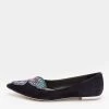 Sophia Webster Black Suede Bibi Butterfly Pointed Toe Ballet Flats Size 38 For Women