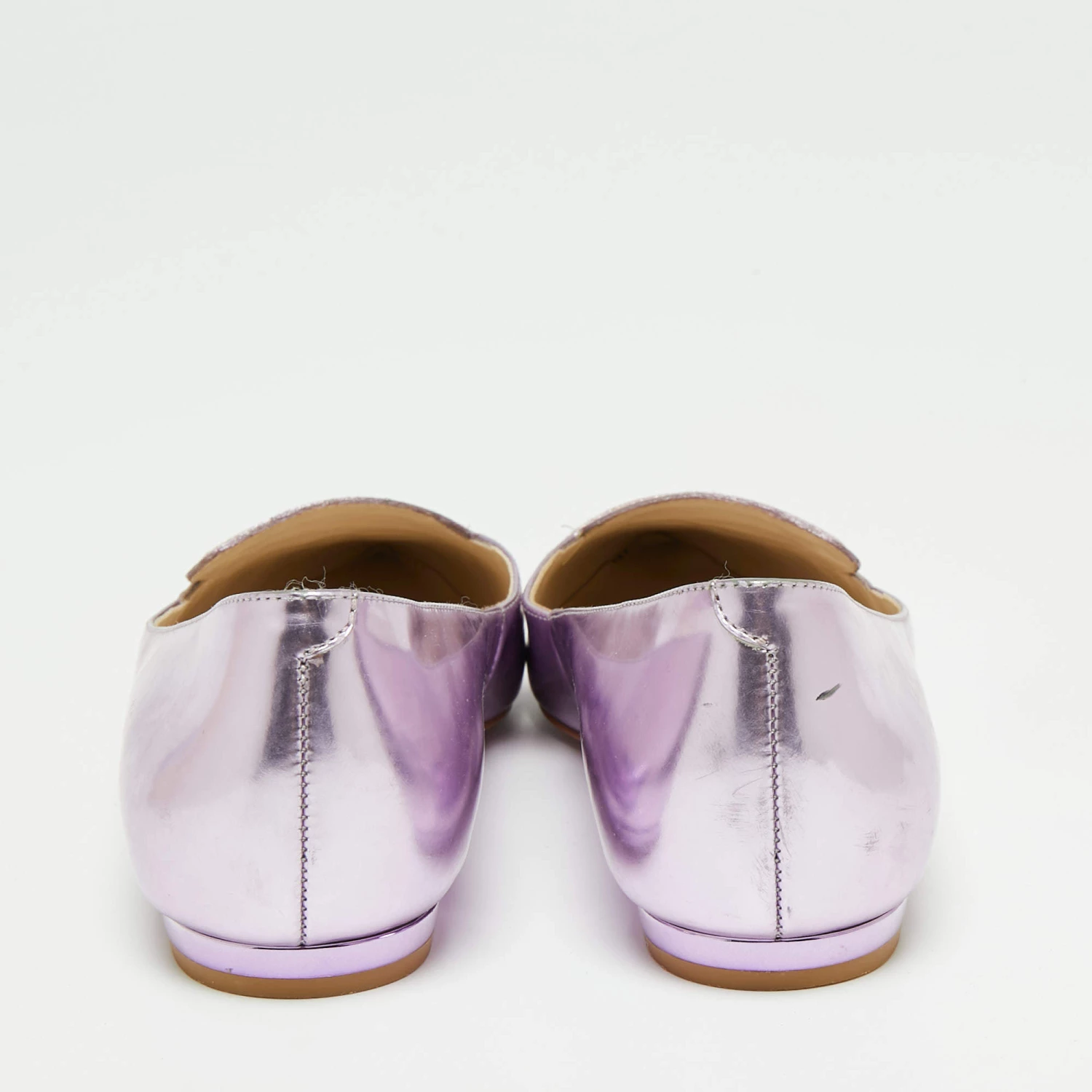 Sophia Webster Metallic Pink Patent Bibi Butterfly Pointed Toe Ballet Flats Size 37 For Women - Image 5