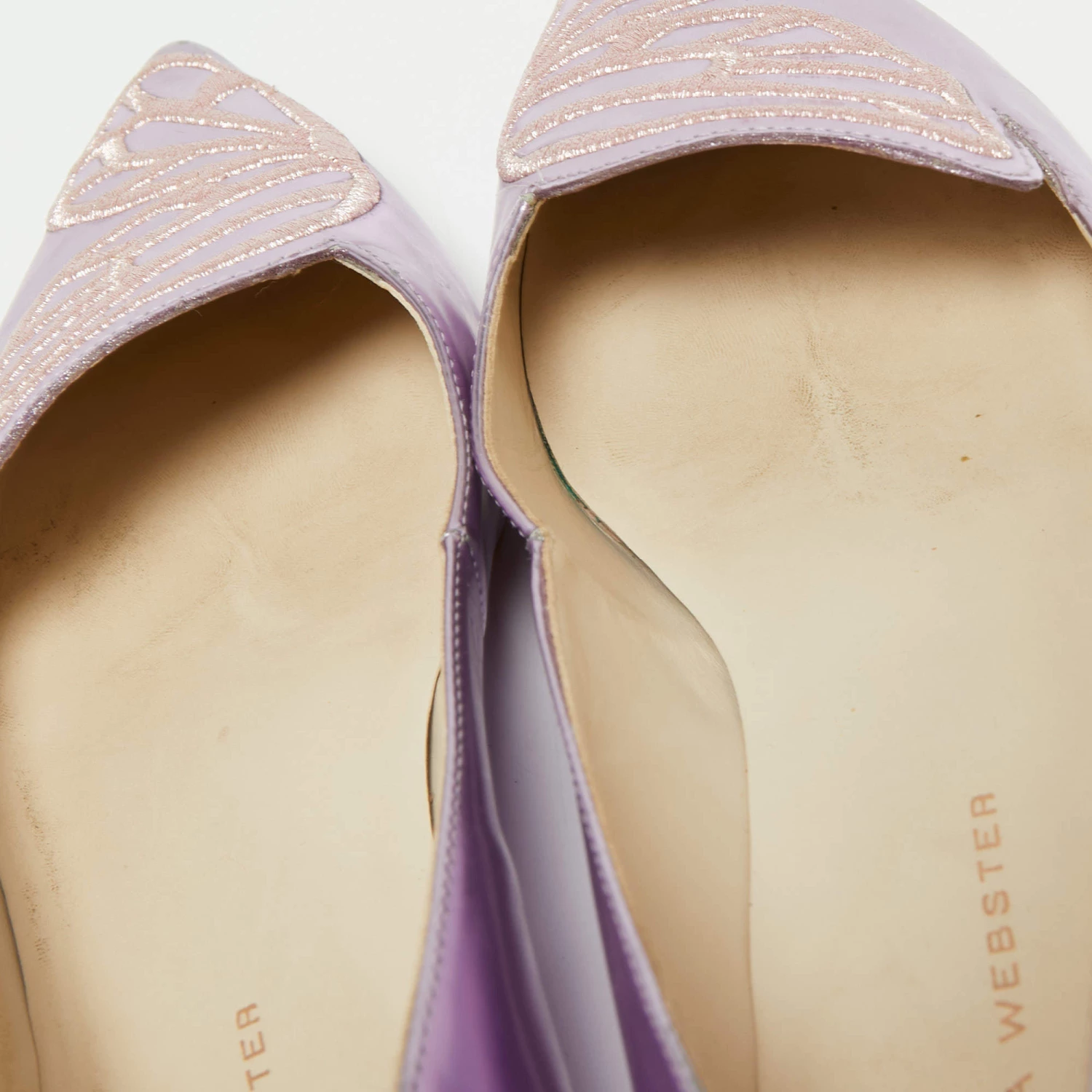 Sophia Webster Metallic Pink Patent Bibi Butterfly Pointed Toe Ballet Flats Size 37 For Women - Image 10