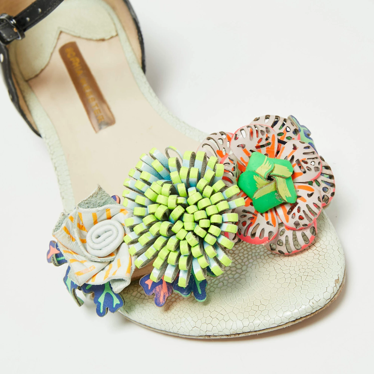 Sophia Webster Multicolor Patent And Leather Lilico Underwater Floral Embellished Flat Sandals Size 37 For Women - Image 7