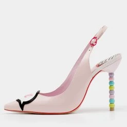 Sophia Webster For Barbie Pink Leather Barbie Doll Slingback Sandals Size 38 For Women