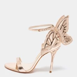 Sophia Webster Metallic Rose Gold Leather Chiara Butterfly Ankle Strap Sandals Size 40 For Women