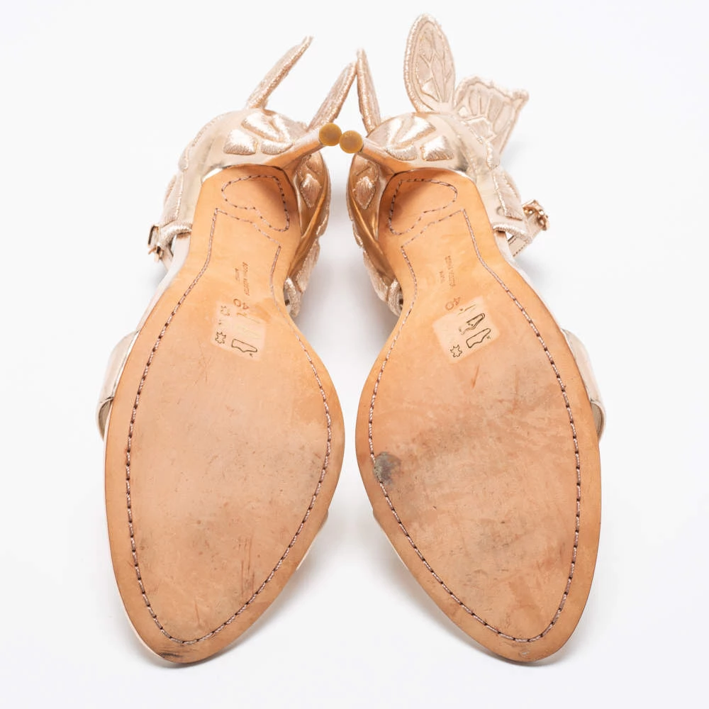 Sophia Webster Metallic Rose Gold Leather Chiara Butterfly Ankle Strap Sandals Size 40 For Women - Image 6