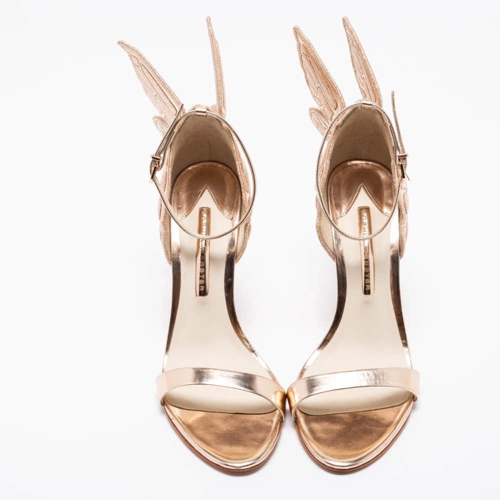 Sophia Webster Metallic Rose Gold Leather Chiara Butterfly Ankle Strap Sandals Size 40 For Women - Image 3