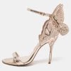 Sophia Webster Metallic Rose Gold Leather Chiara Butterfly Ankle Strap Sandals Size 38 For Women
