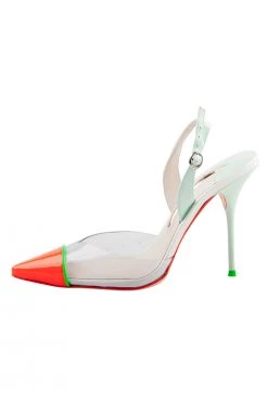 Sophia Webster Neon Tricolor Patent Leather And PVC Daria Pumps Size 37 For Women