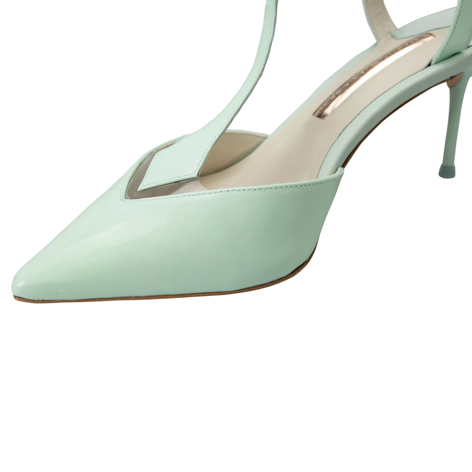 Sophia Webster Green Patent Leather Spearmint T Strap Pointed Toe Sandals Size 37 For Women - Image 6