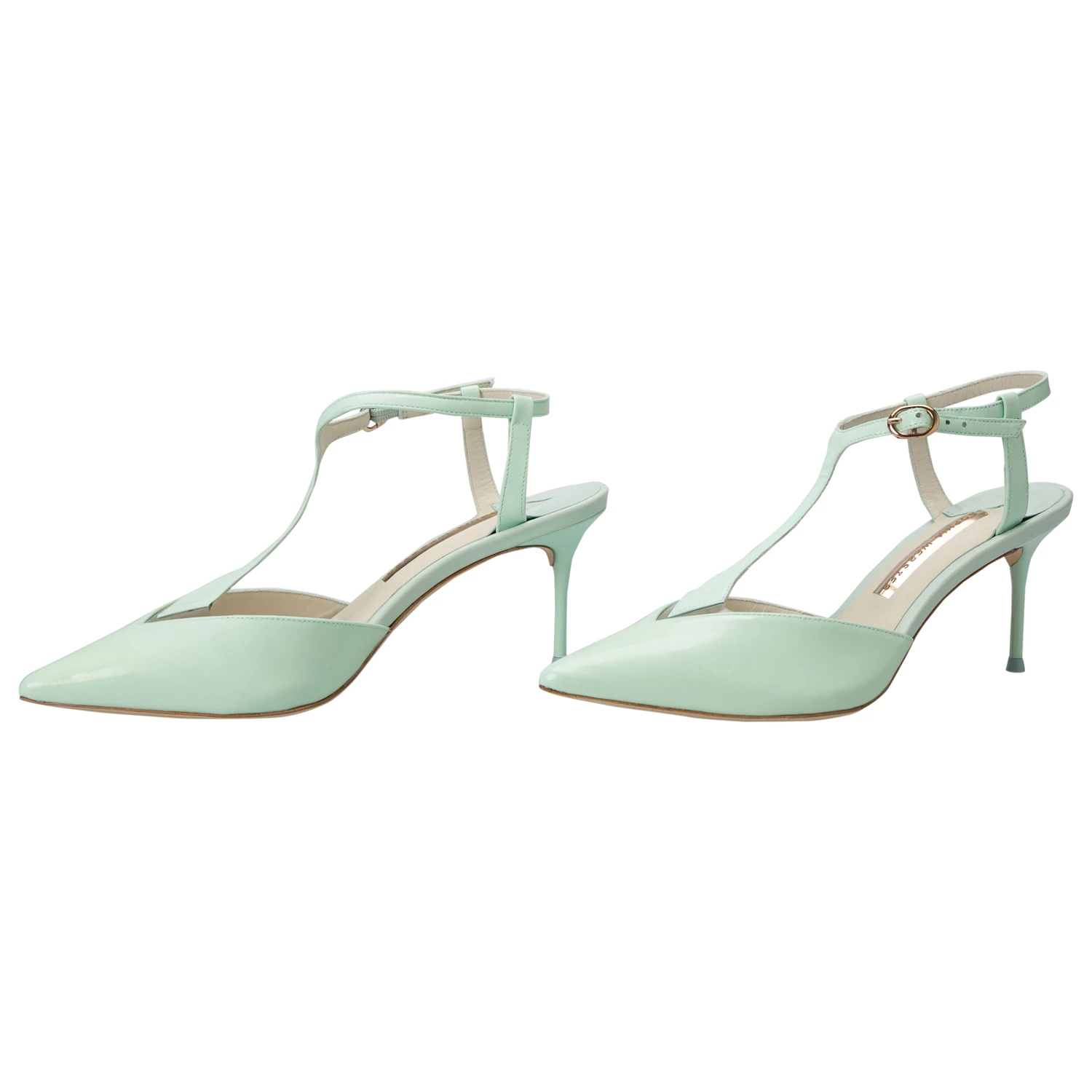 Sophia Webster Green Patent Leather Spearmint T Strap Pointed Toe Sandals Size 37 For Women - Image 3